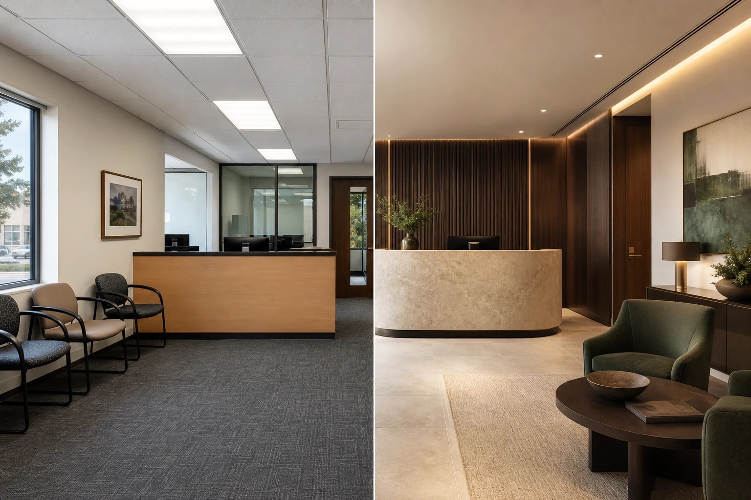 Original fictional office reception transformation